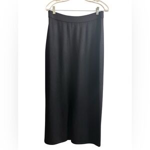 St. John Black Santana Knit Wool Rayon Women's Maxi Skirt with Slit 10